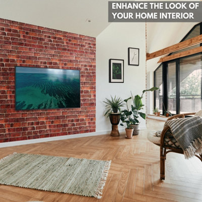 3D Wall Panels Self Adhesive - Pack of 6 Sheets Covering 29.76 ft² (2.76 m²) - Easy Peel & Stick - Faux Deep Red Brick Pattern - 7