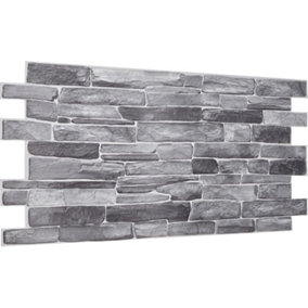 3D Wall Panels Self Adhesive - Pack of 6 Sheets -Covering 29.76 sqft/2.76 sqm - Easy Peel & Stick Natural Grey Rock Stone Design