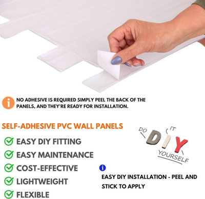 3D Wall Panels Self Adhesive - Pack of 6 Sheets -Covering 29.76 sqft/2.76 sqm - Easy Peel & Stick Natural Grey Rock Stone Design - 5