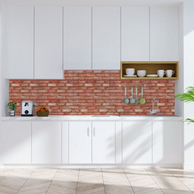 3D Wall Panels Self Adhesive - Pack of 6 Sheets -Covering 29.76 sqft/2.76 sqm - Easy Peel & Stick - Rustic Brown Red Brick Design