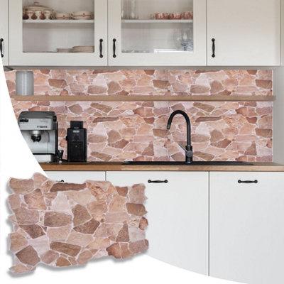 3D Wall Panels with Adhesive - 6 Sheets, 96 x 48 cm each, Covers 2 ...