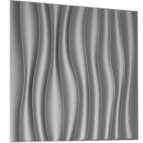 3D Wall Panels with Adhesive Included - Pack of 6 Sheets Covering 16.15 ft² / 1.5 m² - Decorative Modern Wave Design