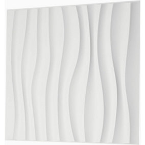 3D Wall Panels with Adhesive Included - Pack of 6 Sheets - Covering 16.15 ft² / 1.5 m² - Decorative Modern White Waves Design