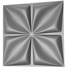 3D Wall Panels with Adhesive Included - Pack of 6 Sheets - Covering 16.15 sqft / 1.5 sqm - Decorative Modern Flora Silver Design