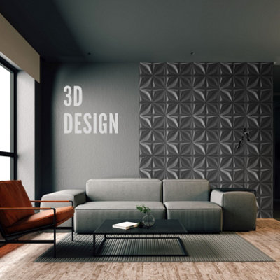 3D Wall Panels with Adhesive Included - Pack of 6 Sheets - Covering 16.15 sqft / 1.5 sqm - Decorative Modern Flora Silver Design