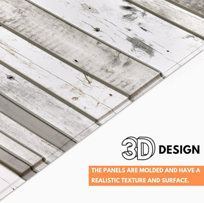 3D Wall Panels with Adhesive Included - Pack of 6 Sheets Covering 29.3 ft² /2.72 m² -Decorative Grey Wood Planking Pattern - 5