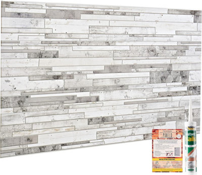 3D Wall Panels with Adhesive Included - Pack of 6 Sheets Covering 29.3 ft² /2.72 m² -Decorative Natural Grey Marble Stone Effect