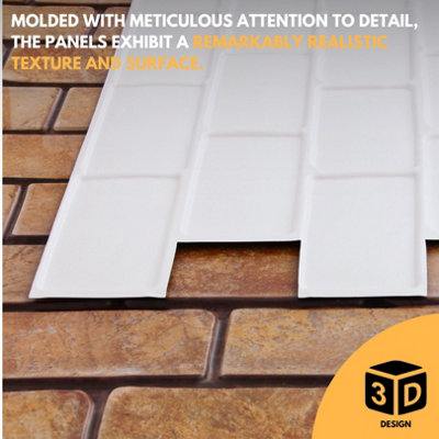 3D Wall Panels with Adhesive Included - Pack of 6 Sheets -Covering 29.76 ft²(2.76 m²) - Decorative Light Brown Rustic Brick Design