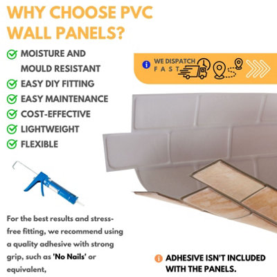 3D Wall Panels with Adhesive Included - Pack of 6 Sheets -Covering 29.76 ft²(2.76 m²) - Decorative Light Brown Rustic Brick Design - 4