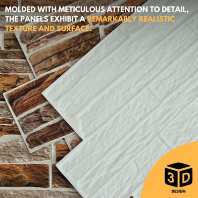 3D Wall Panels with Adhesive Included - Pack of 6 Sheets - Covering 29.76 sqft /2.76 sqm - Decorative Mix Natural Sandstone Design