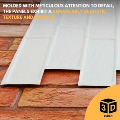 3D Wall Panels with Adhesive Included - Pack of 6 Sheets -Covering 29.76 sqft/2.76 sqm - Decorative Reddish Brown Brick Design