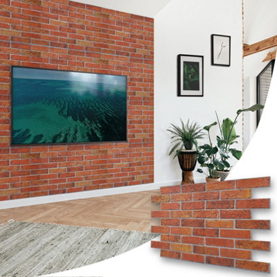 3D Wall Panels with Adhesive Included - Pack of 6 Sheets -Covering 29.76 sqft/2.76 sqm - Decorative Vintage Rustic Brick Pattern