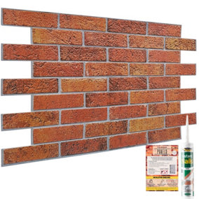 3D Wall Panels with Adhesive Included - Pack of 6 Sheets -Covering 29.76 sqft/2.76 sqm - Decorative Vintage Rustic Brick Pattern
