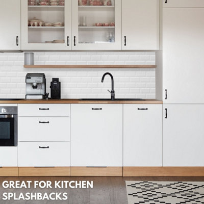 3D Wall Panels with Adhesive Included - Pack of 6 Sheets -Covering 29.76 sqft/2.76 sqm - Subway Tile Pattern in Matte White - 5