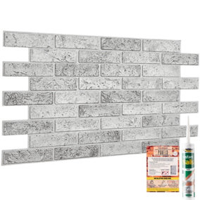 3D Wall Panels with Adhesive Included - Pack of 6 Sheets - Covering 29.76ft² (2.76m²) - Decorative Grey Classic Brick Slate Effect