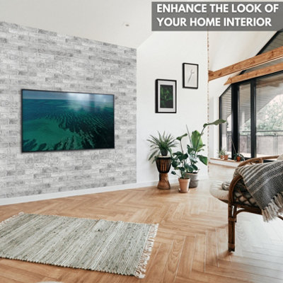 3D Wall Panels with Adhesive Included - Pack of 6 Sheets - Covering 29.76ft² (2.76m²) - Decorative Grey Classic Brick Slate Effect - 6