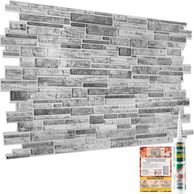 3D Wall Panels with Adhesive Included - Pack of 6 Sheets - Covering 30.38 sqft / 2.82 sqm - Decorative Modern Brick Design