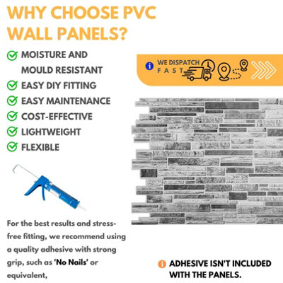 3D Wall Panels with Adhesive Included - Pack of 6 Sheets - Covering 30.38 sqft / 2.82 sqm - Decorative Modern Brick Design - 4
