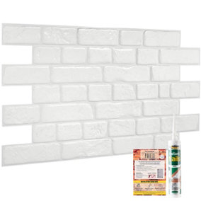 3D Wall Panels with Adhesive Included - Pack of 6 Sheets - Covering 30.4 sqft / 2.82 sqm - Decorative Modern Brick Design