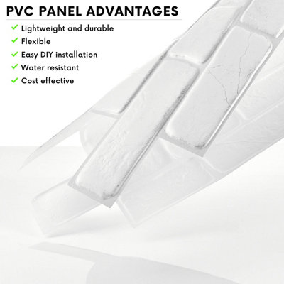 3D Wall Panels with Adhesive Included - Pack of 6 Sheets - Covering 30.4 sqft / 2.82 sqm - Decorative Modern Brick Design - 4