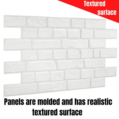 3D Wall Panels with Adhesive Included - Pack of 6 Sheets - Covering 30.4 sqft / 2.82 sqm - Decorative Modern Brick Design - 5