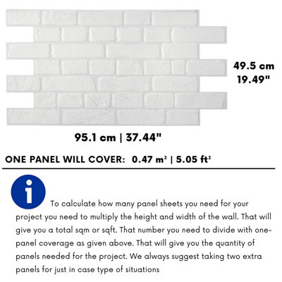 3D Wall Panels with Adhesive Included - Pack of 6 Sheets - Covering 30.4 sqft / 2.82 sqm - Decorative Modern Brick Design - 6