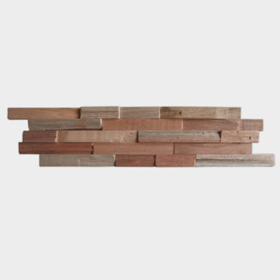 3D Wall Tile Hardwood Interlock Rustic Mosaic Split Face - Natural - 15x70cm - 11-Pack