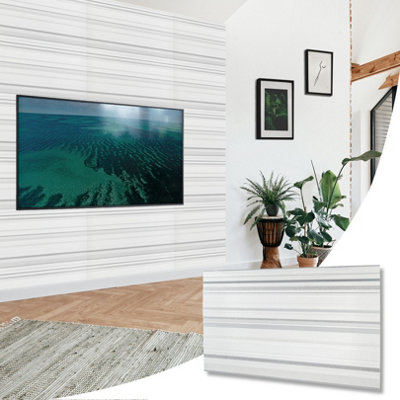 3D White Grey Tiles 6 Sheets cover 29.67 ft²(2.76m²) - Wall Cladding With Sparkling Glitter Elements - PVC Plastic Cladding Panels