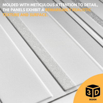 3D White Grey Tiles 6 Sheets cover 29.67 ft²(2.76m²) - Wall Cladding With Sparkling Glitter Elements - PVC Plastic Cladding Panels
