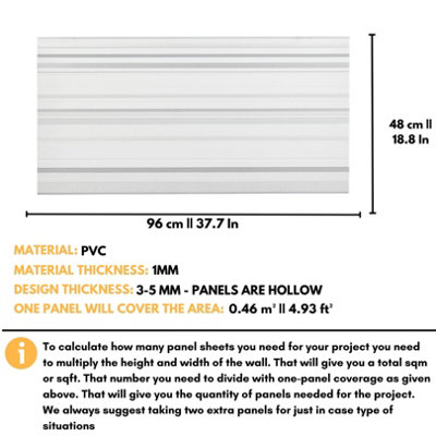 3D White Grey Tiles 6 Sheets cover 29.67 ft²(2.76m²) - Wall Cladding With Sparkling Glitter Elements - PVC Plastic Cladding Panels - 3