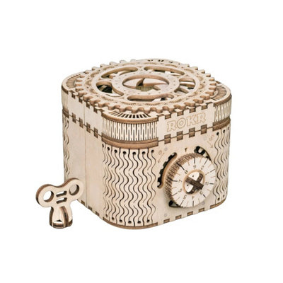 3D Wooden Treasure Box Model Mechanical Puzzle