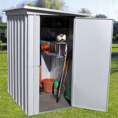 3ft 5" x 4ft 9" Pent Metal Garden Shed - Grey (3ft 5" x 4ft 9" / 3"5' x 4"9' / 1.04m x 1.44m)