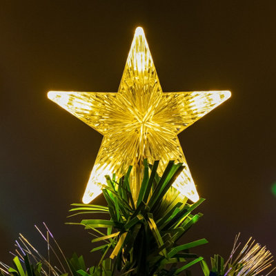 3FT (90cm) Green Fibre Optic Christmas Tree with Multi-coloured LED Lights and Baubles - 3