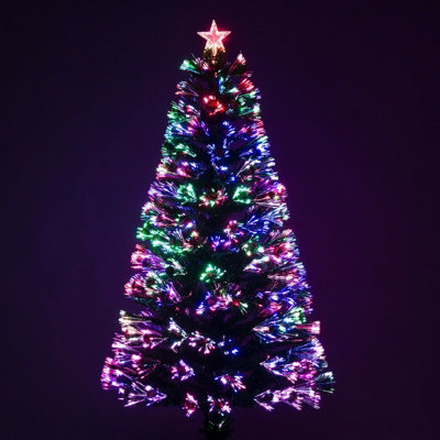 3ft (90cm) Green Fibre Optic Christmas Tree with Red Berries DIY at B&Q