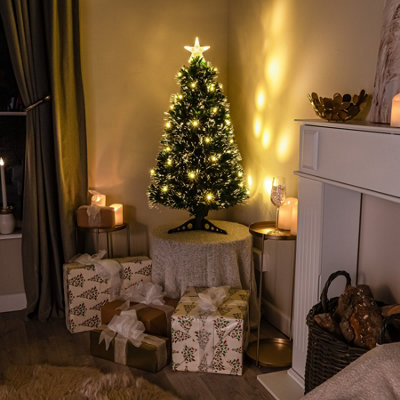 3FT (90cm) Green Fibre Optic Christmas Tree with Warm White LED Lights and Warm White Fibre Optics - 6