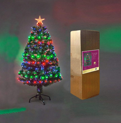 3Ft/90cm Multicolour 8 Modes Fibre Optic Christmas Tree LED Pre-Lit