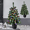 3ft (90cm) Pre-lit Outdoor Mini Doorstep Path Small Christmas Tree with 90 Multi Colour LEDs