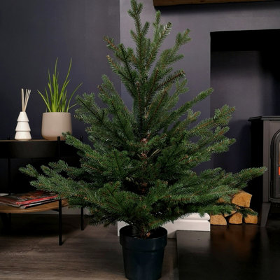 3ft (90cm) Premier Potted Green PE PVC Glenshee Spruce Christmas Tree 537 Tips DIY at B&Q