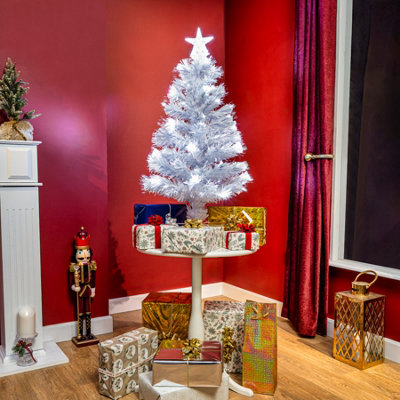 3FT 90cm White Fibre Optic Tree with White LED Lights and White Fibre Optics