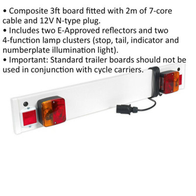 3ft Bicycle Carrier Lighting Board 2m Cable 12V N Type Plug Light Cluster DIY at B Q