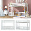 3FT Bunk Bed with Fences and Door, Children's Bed with Fall Protection and Railings, Solid Wood, White