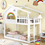 3FT Children's Bunk Bed Frame with Ladder, House Bed, Bunk Bed(White, 190x90cm)