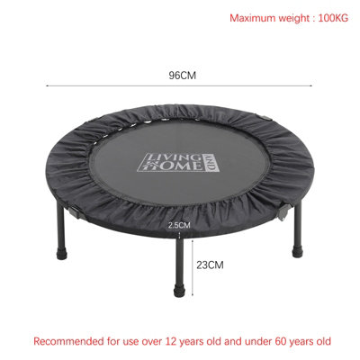 3Ft Foldable Mini Trampoline Fitness Trampoline with steel legs for Kids Adults Indoor Garden Workout Max 220lbs - 7