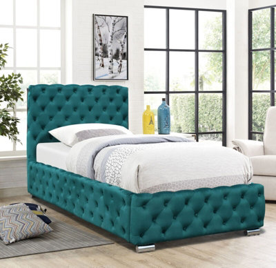 3ft Green Tufted Fabric Bed Frame