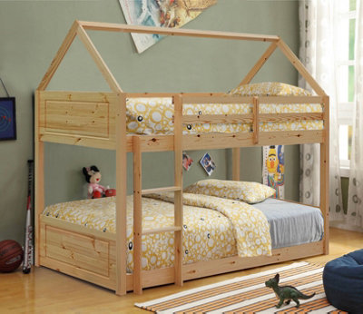 3ft House Style Bunkbed In Natural