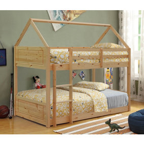 3ft House Style Bunkbed In Natural