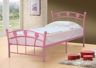 3ft Metal Princess Bed In Pink