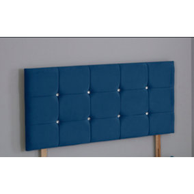 3FT  Single 20inch Blue Plush Cube Headboard