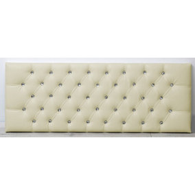 3FT Single 20inch     Cream  Faux Leather Chesterfield headboard