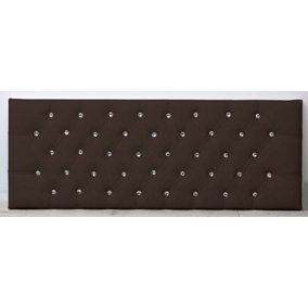 3FT Single 26inch    Brown Faux Leather Chesterfield headboard